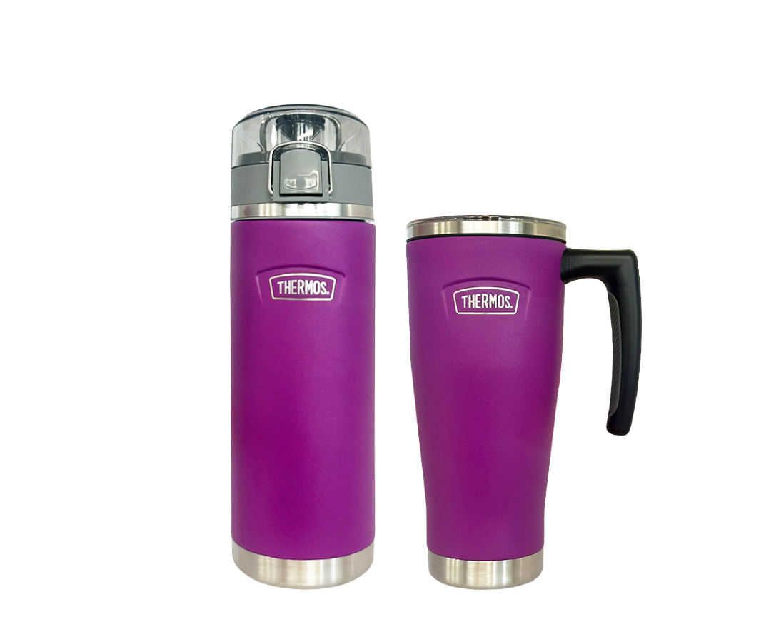 Incluye:


	THERMOS® 710ml para líquidos ICON morado
	THERMOS® 530l Mug ICON morado

