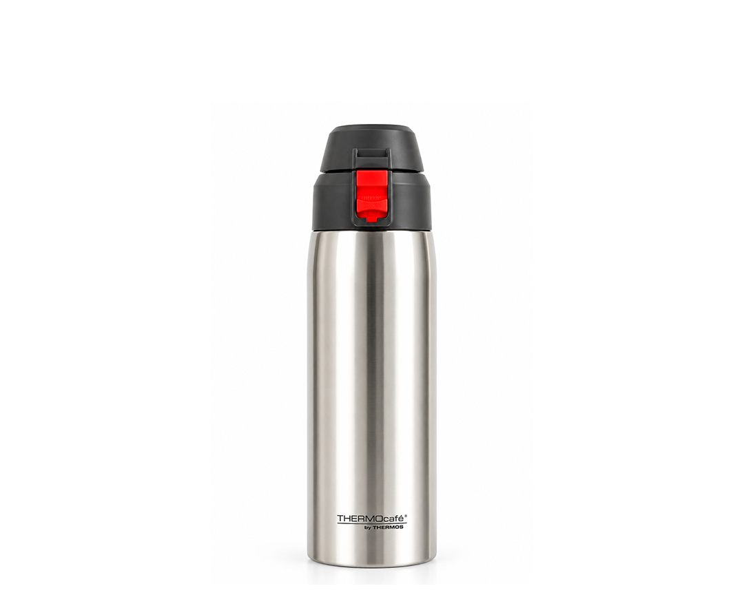 Características:


	Material: Interior y exterior de acero altamente resitente al óxido.
	No usar con bebidas carbonatadas.
	Práctico botón, presiona y toma.
	Tapa antiderrame.
	Incluye práctica funda de neopreno con asa para llevar al hombro. 
	Conserva líquidos fríos (12 Horas).

