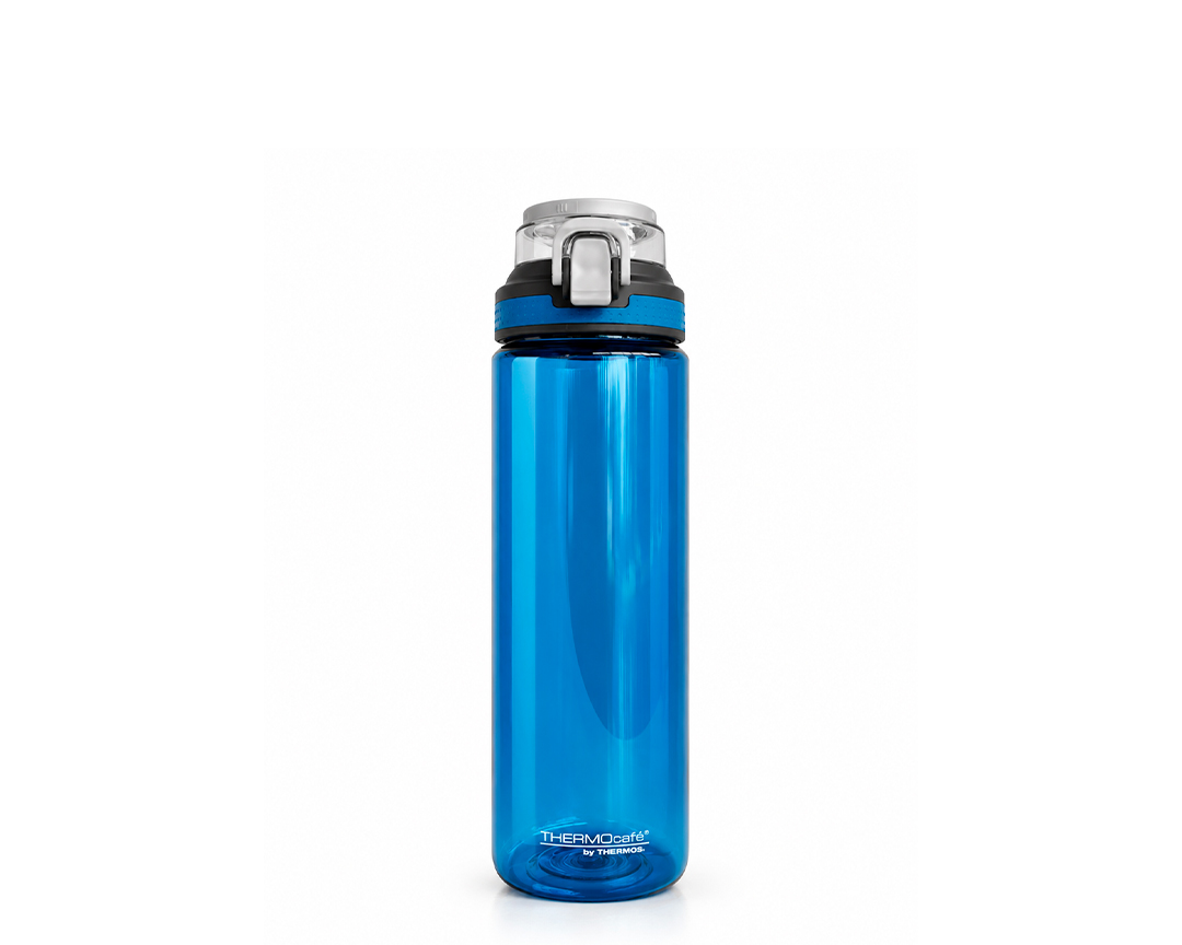 Características:


	Material no tóxico, libre de BPA.
	Medidas: 25.1 cm x 8.66 cm (alto x diámetro)
	Práctico diseño en la tapa: fácil de usar y cargar. Anti derrames.
	Colores modernos.
	Boca amplia que permite una fácil limpieza.
	No retiene olores. Resistente a golpes.
	No apto para bebidas calientes.

