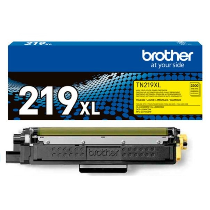 Producto: Tóner Original Brother TN-219 Yellow XL

Marca: Brother

Modelo: TN 219XLY

Color: Yellow

Rendimiento: 2300 páginas

Compatible con Impresoras:

HL L3280CDW , HL L3240CDW, DCP L3560CDW, MFC L3760CDW
