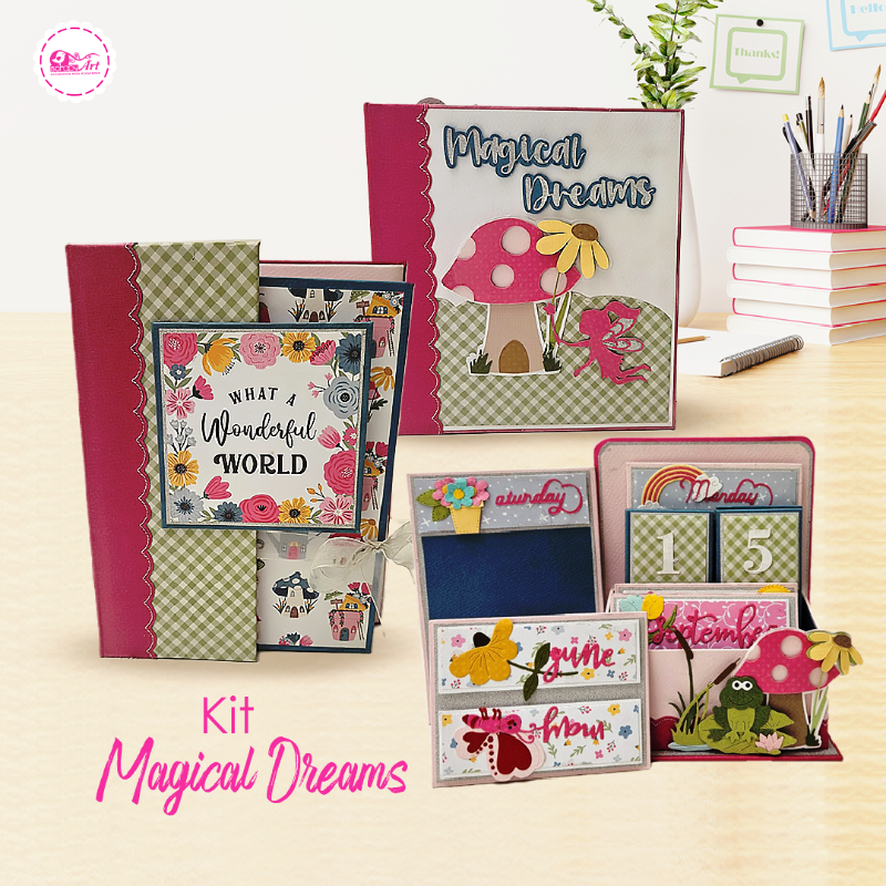  

 &quot;KIT MAGICAL DREAM&quot; (Terminado)

Guarda tus fotos de esos inolvidables momentos.

Terminado y listo para que lo disfrutes o regales .

1.- Album con diferentes técnicas:  

 -Forrado en lino.

- Con 5 estructuras diferentes .

-Dimensión del álbum: 18 x 20cm

-Capacidad 28 Fotos 

2.- Libreta con Anillada

 -Forrado en lino con lomo y anillado escondido

 -Dimensión del álbum: 23 x 18.5cm

3.- Calendario perpetuo

 -Hecho con carton forrado en lino.

-Dimensión : 20 x 14.5 x 9cm

Consulta: 982878609
