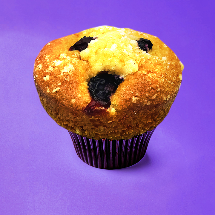 ¡El favorito de muchos! Delicioso muffin de arándanos, relleno de una exquisita compota de arándanos.
