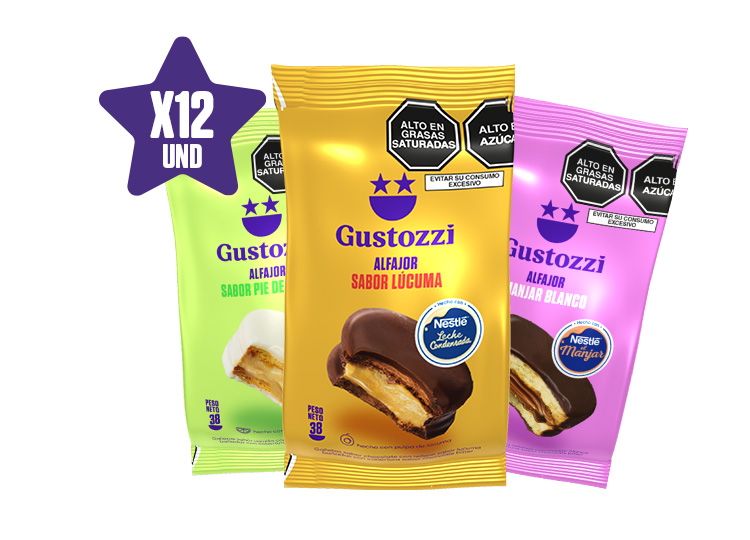 12 ALFAJORES NESTLE SURTIDO

PESO: 38 GR

4 alfajor manjar + 4 alfajor pie limón + 4 alfajor lúcuma
