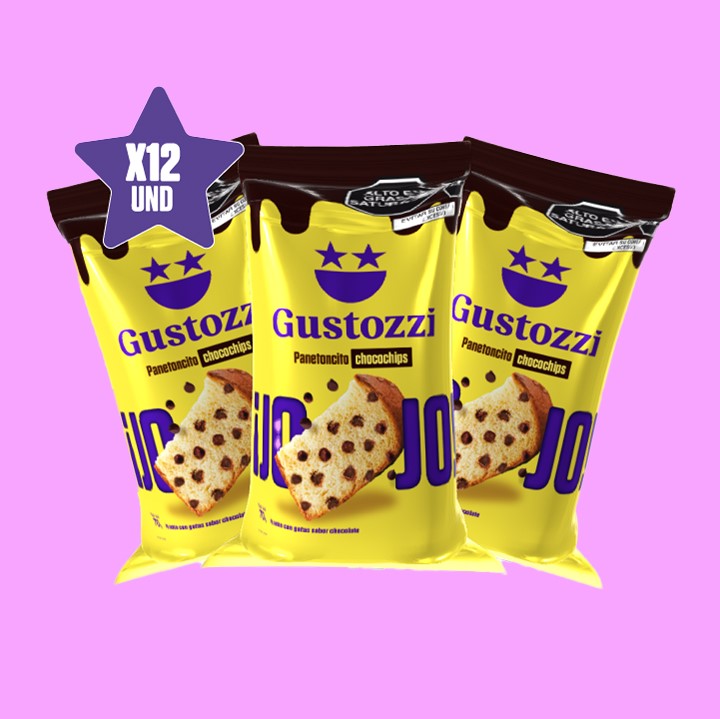 Panetoncitos chocochips de 70gr con la combinación del panetón y gotas de chocolate que es el mejor complemento
