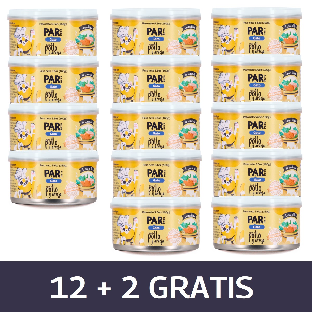 14 unidades de alimento balanceado y completo con carne fresca de pollo y arveja. Proteína 100% de origen animal. Textura cremosa, simplemente irresistible. Incluye una tapa reusable, para mantener el alimento siempre fresco.

Componentes analíticos:

Proteina (Mín.): 11%
Ceniza (Máx.): 3.5%
Grasa (Mín.): 5%
Fibra cruda (Máx.): 1.5%
Humedad (Máx.): 79%
Calcio (Mín.): 0.3%
Fósforo (Mín.): 0.08%

Ingredientes:
Carne de pollo, agua, carne de pescado, higado de pollo, arveja, arroz, tripolifosfato de sodio, goma guar, cloruro de potasio, sal molida, Vitamina A, Vitamina D3, Vitamina E, Vitamina B1 (Tiamina), Vitamina B12 (Cianocobalamina), Vitamina B2 (Riboflavina), Vitamina B3, (Niacina), Vitamina B5 (Ácido pantoténico), Vitamina B6 (Piridoxina), Vitamina B9 (Ácido Fólico), Vitamina H (Biotina), Vitamina K3, cobalto, hierro, manganeso, selenio, yodo, zinc, antioxidante,  Availa Se 4%, Availa- CU, Availa- FE 100, Availa-MN, L- Ascorbato-2- fosfato 35% (Vit) y taurina.
