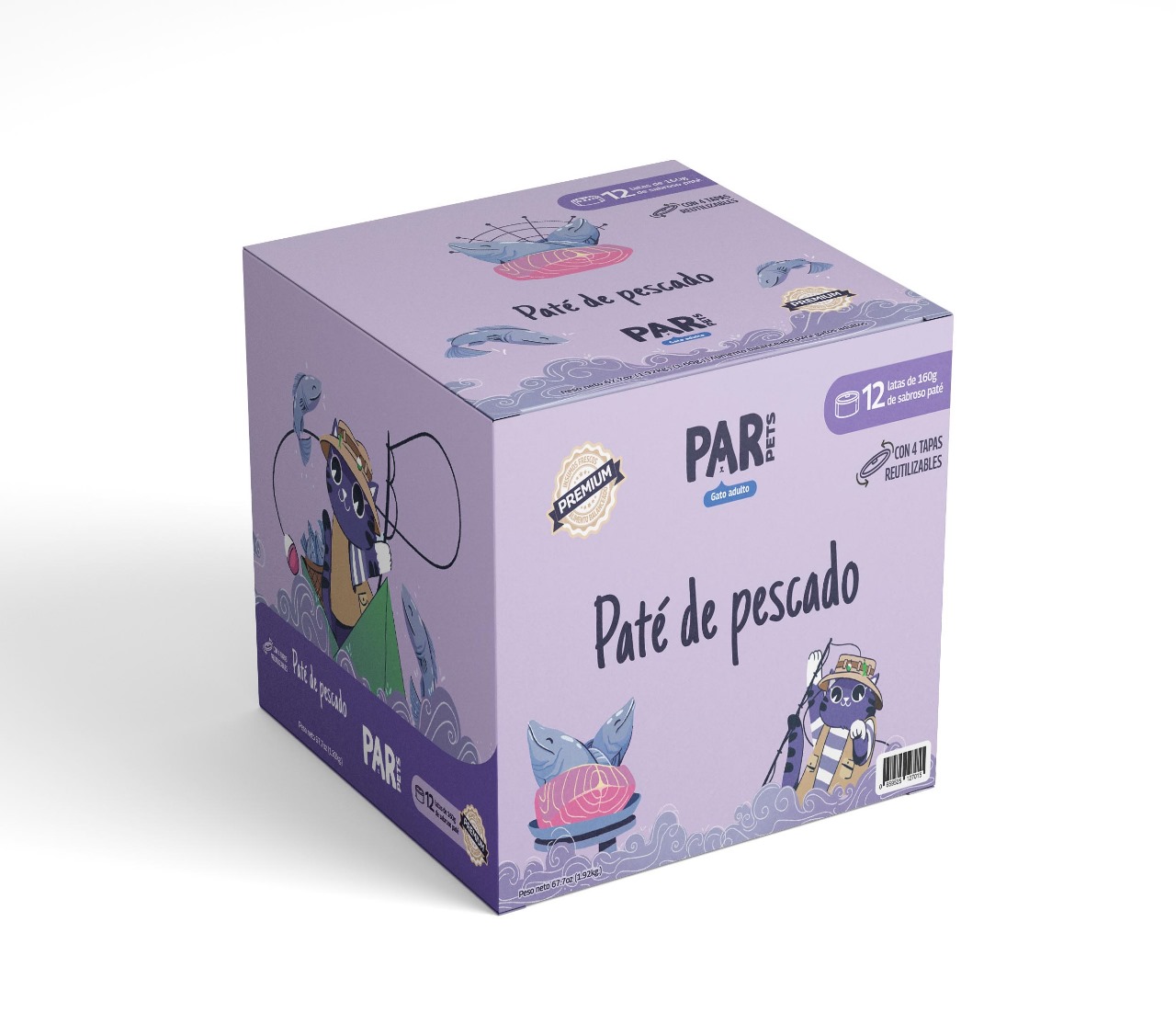 12 latas de paté de pescado para gato de 160g de alimento balanceado y completo.

Proteína 100% de origen animal. Textura cremosa, simplemente irresistible. Sin conservantes, ni colorantes, ni sabores artificiales. Libre de granos.

Incluye cuatro tapas reusables, para mantener el alimento fresco luego del primer uso.
