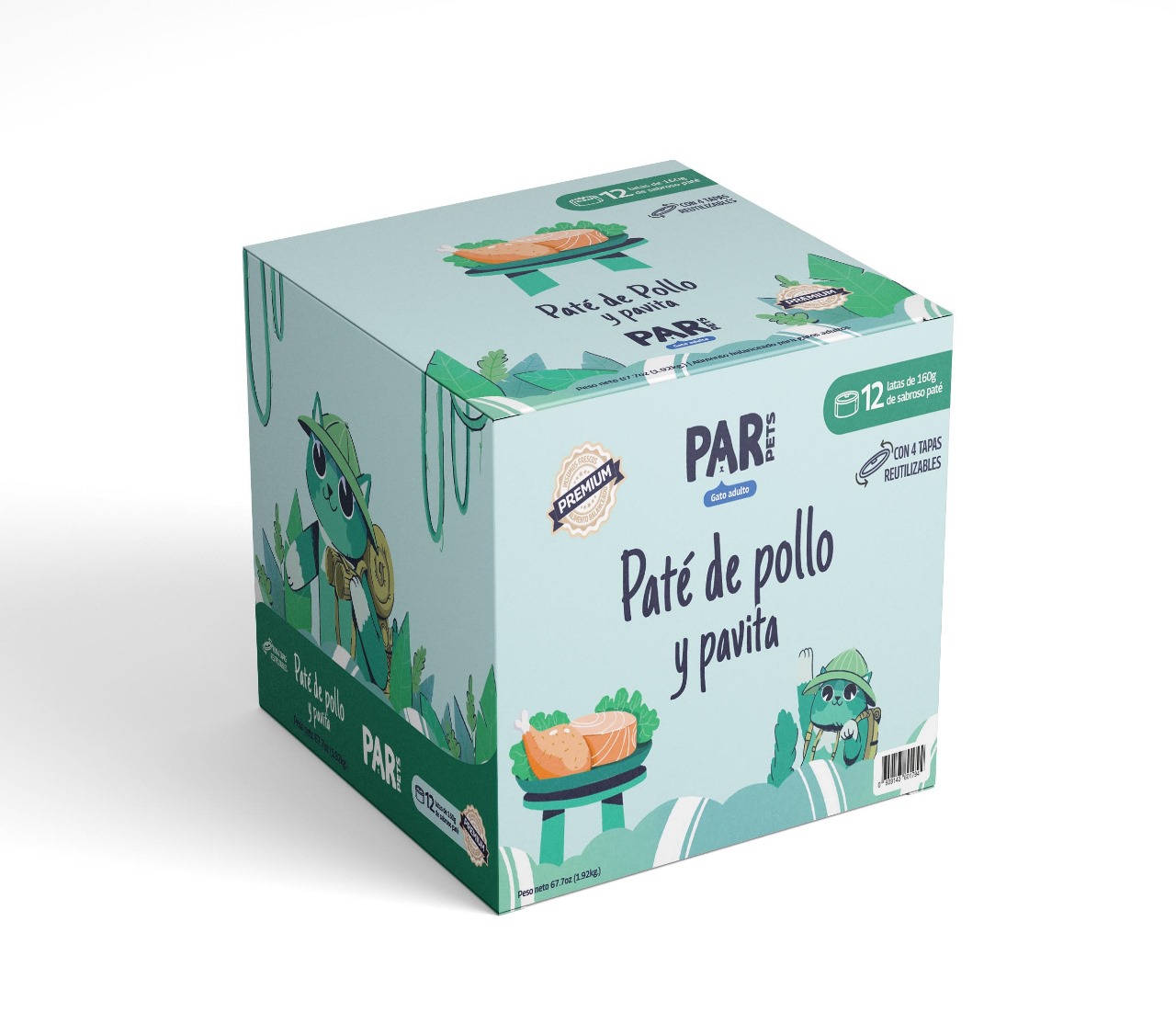 12 latas de paté de pollo y pavita para gato de 160g de alimento balanceado y completo.

Proteína 100% de origen animal. Textura cremosa, simplemente irresistible. Sin conservantes, ni colorantes, ni sabores artificiales. Libre de granos.

Incluye cuatro tapas reusables, para mantener el alimento fresco luego del primer uso.
