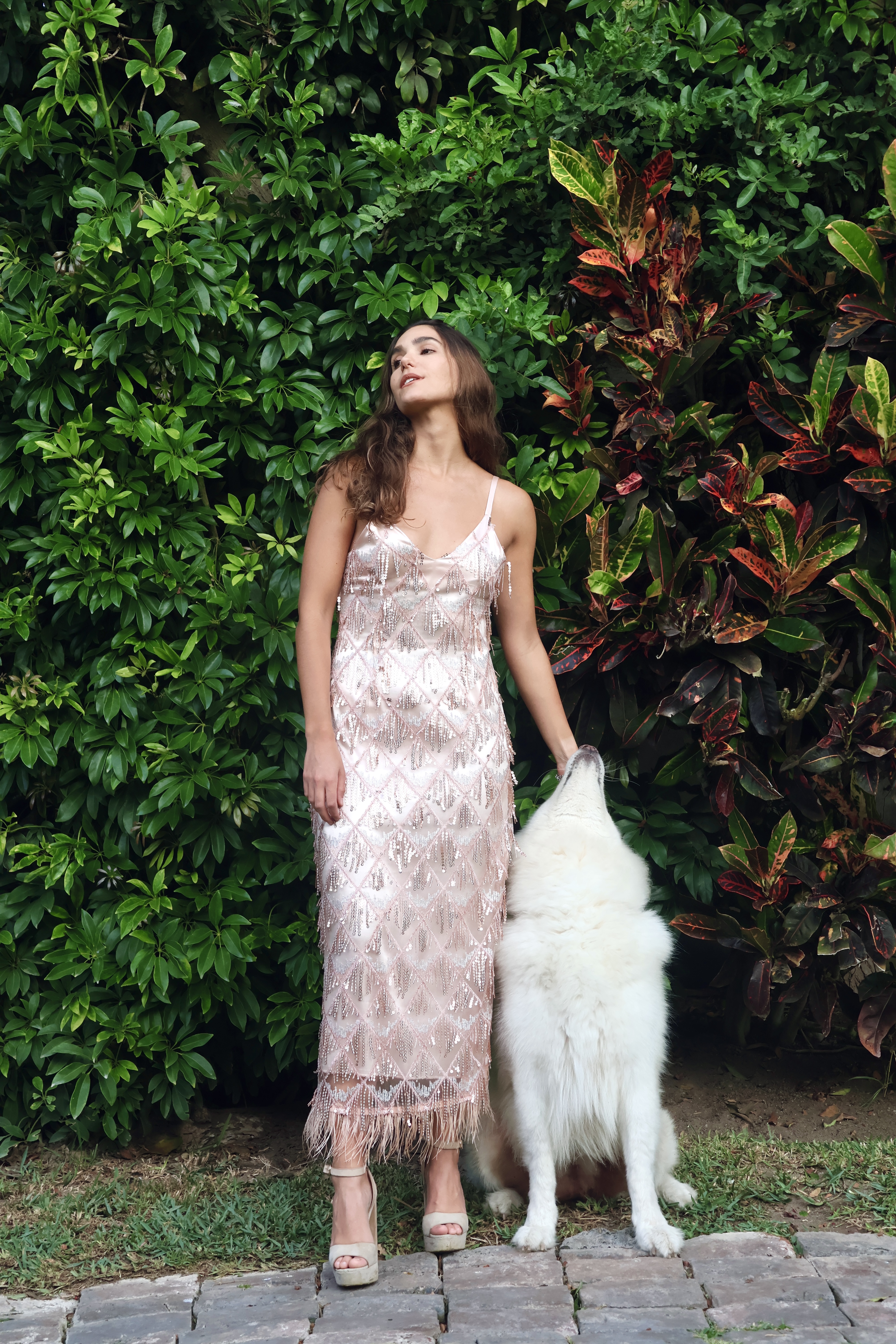 Vestido rosado con base satinada y un bordado geométrico que se transforma en cascadas de flecos y lentejuelas en tonos suaves.
Cada movimiento activa su luz, con un ritmo sutil y elegante. Las plumas en el bajo cierran la pieza con un gesto inesperado, femenino y juguetón.
Ligero, fresco y con mucha presencia, Nayla es ideal para celebraciones que invitan a bailar, fluir y brillar sin esfuerzo.

· Bordado con lentejuelas y flecos + detalle de plumas en el bajo
· Espalda escotada
· Se adapta de S a M
· Pieza única – venta o alquiler
